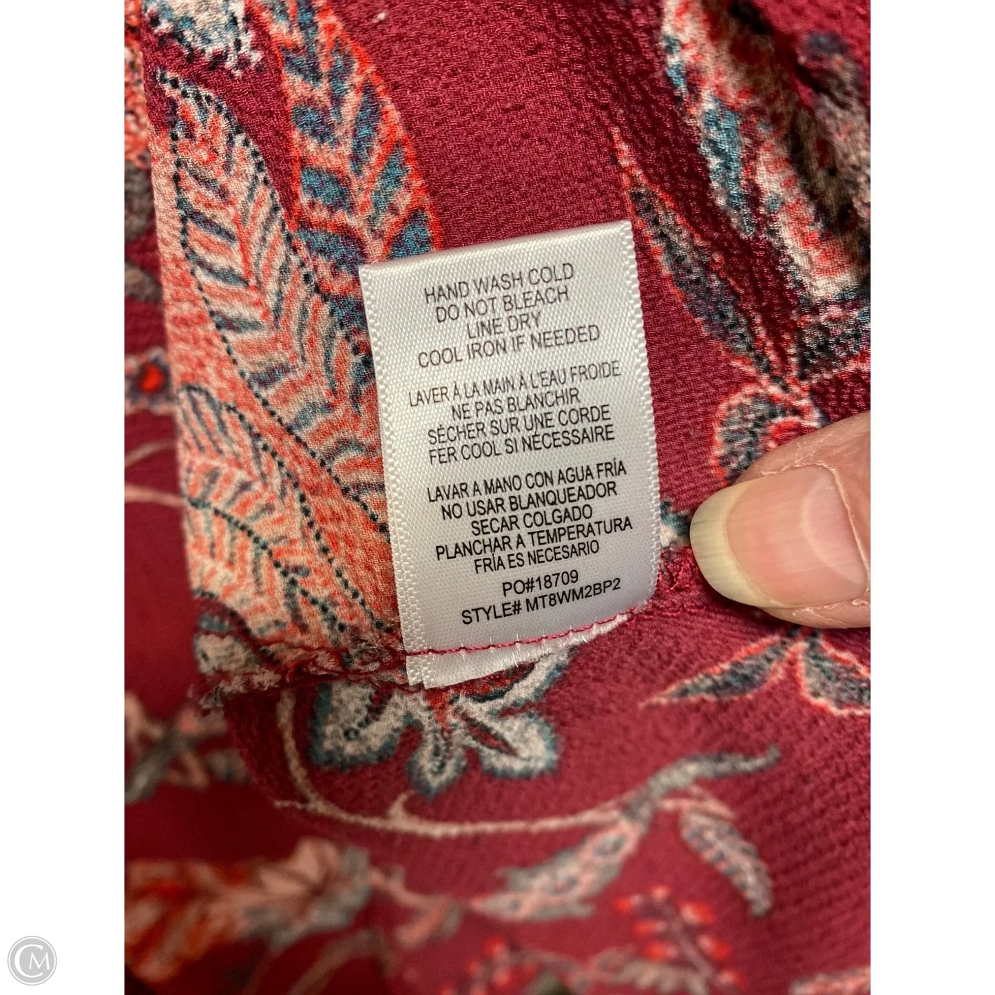 Top Long Sleeve By Bobeau In Maroon, Size: Xl