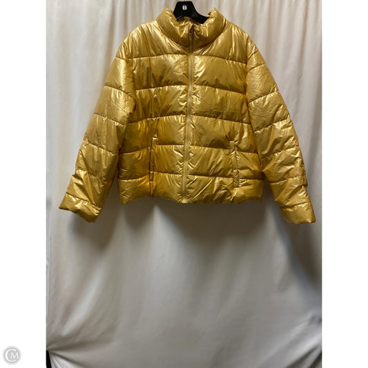 Coat Puffer & Quilted By Time And Tru In Yellow, Size: 2x