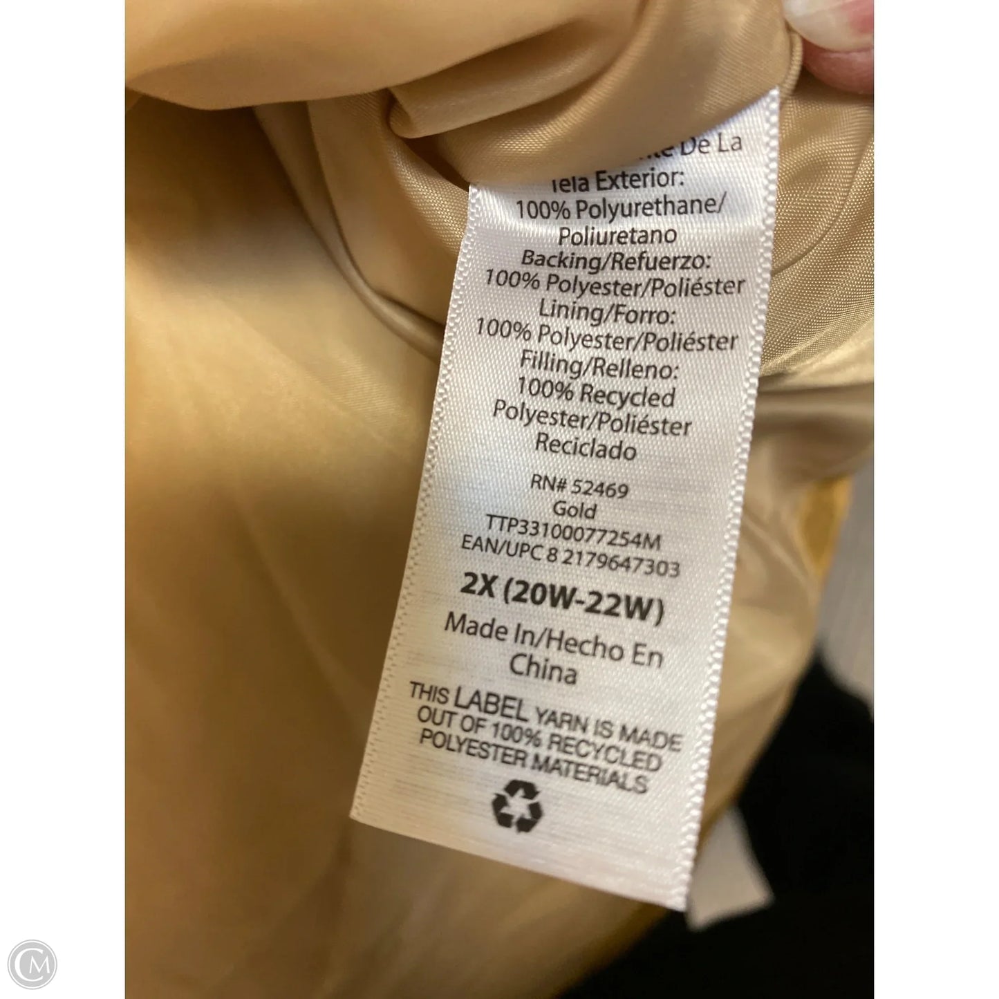 Coat Puffer & Quilted By Time And Tru In Yellow, Size: 2x