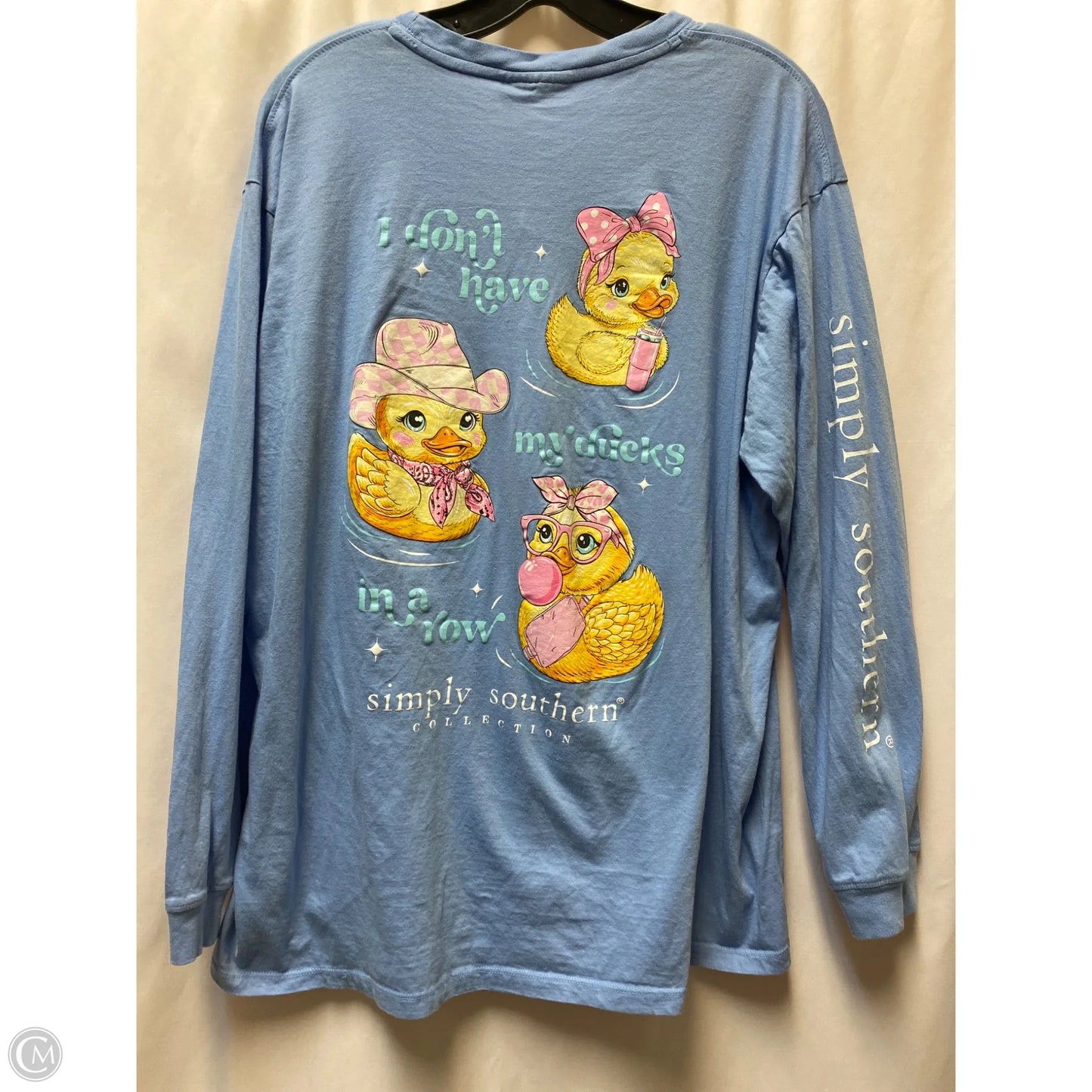 Top Long Sleeve By Simply Southern In Blue, Size: Xl