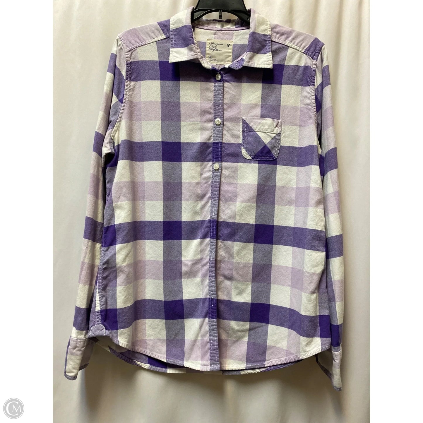 Top Long Sleeve By American Eagle In Purple, Size: L