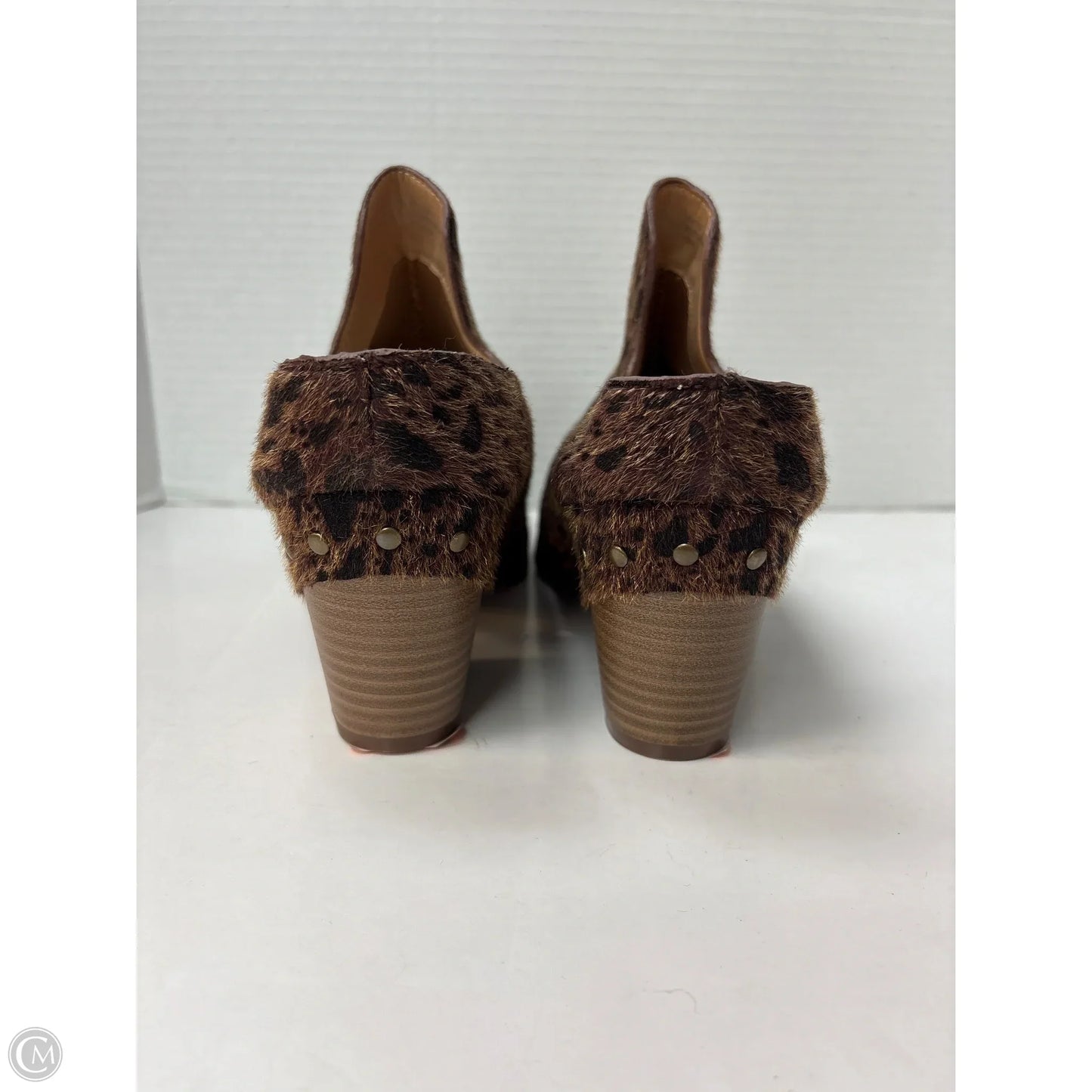 Boots Ankle Heels By Clothes Mentor In Animal Print, Size: 9.5