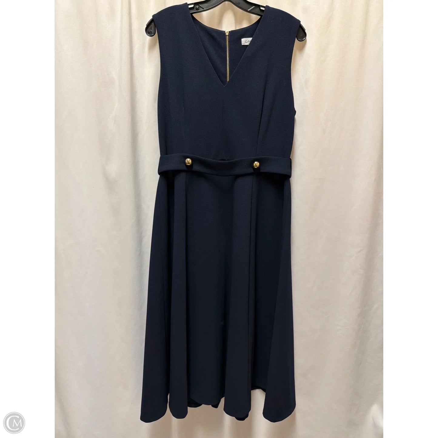 Dress Casual Midi By Calvin Klein In Navy, Size: L