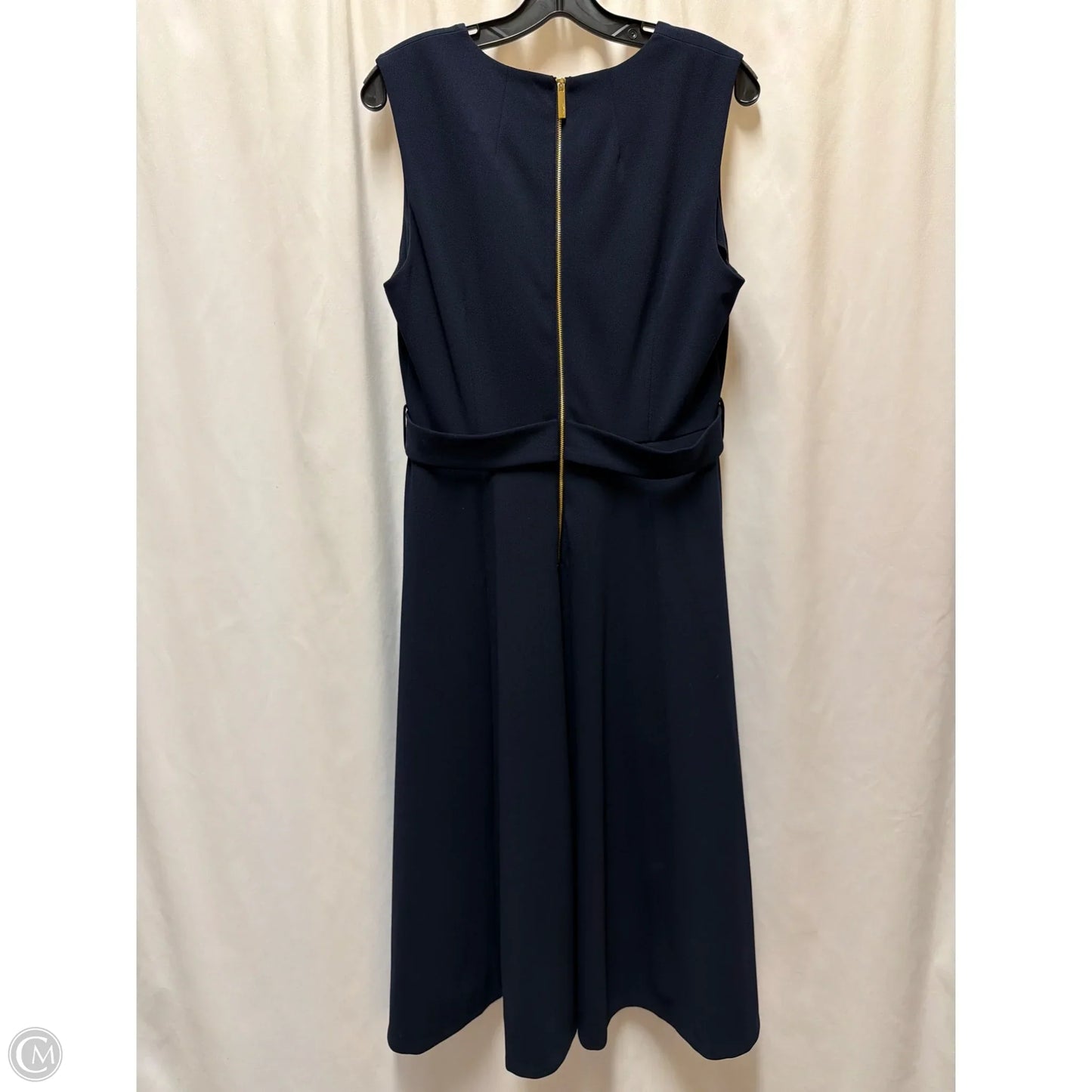 Dress Casual Midi By Calvin Klein In Navy, Size: L