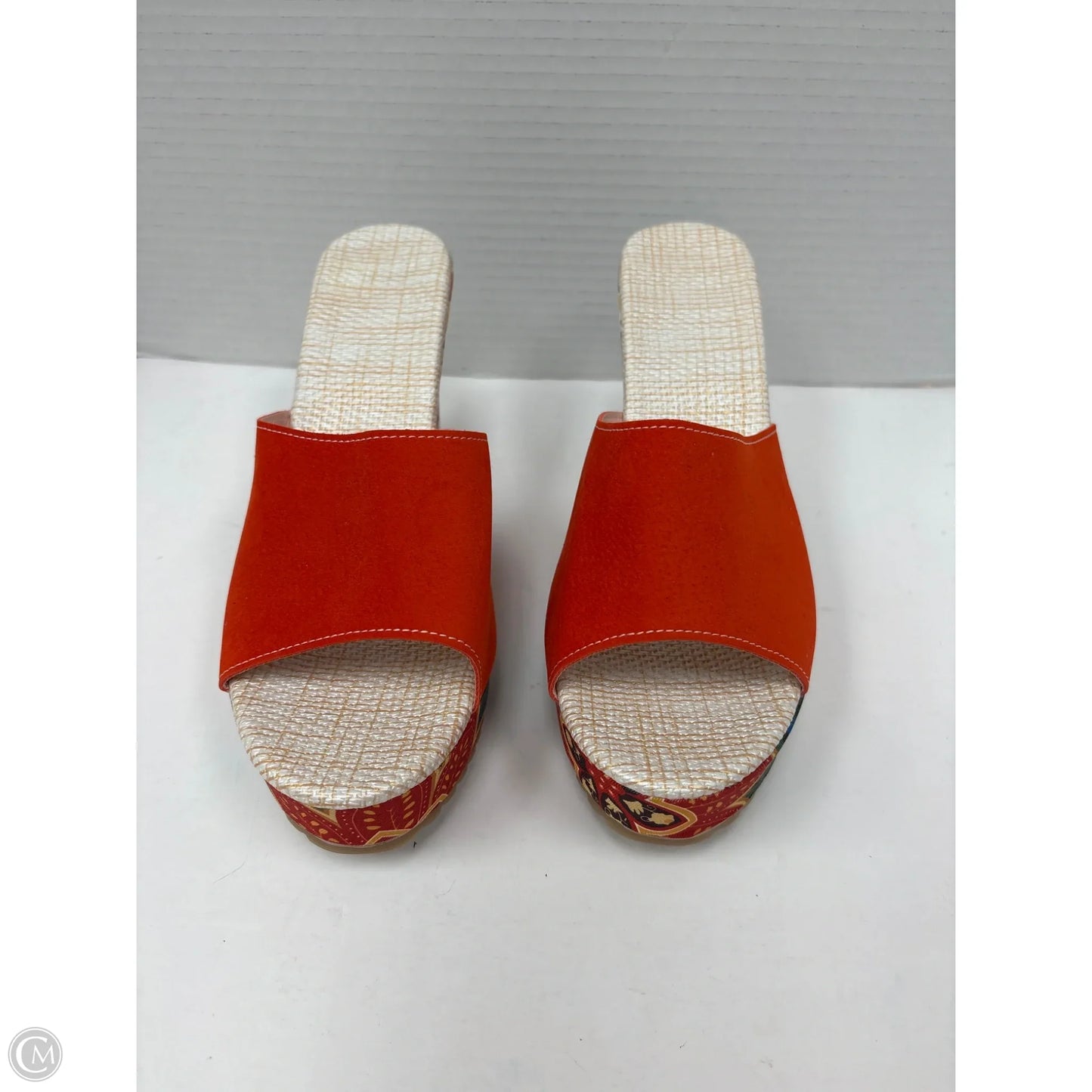 Sandals Heels Block By Clothes Mentor In Orange, Size: 6
