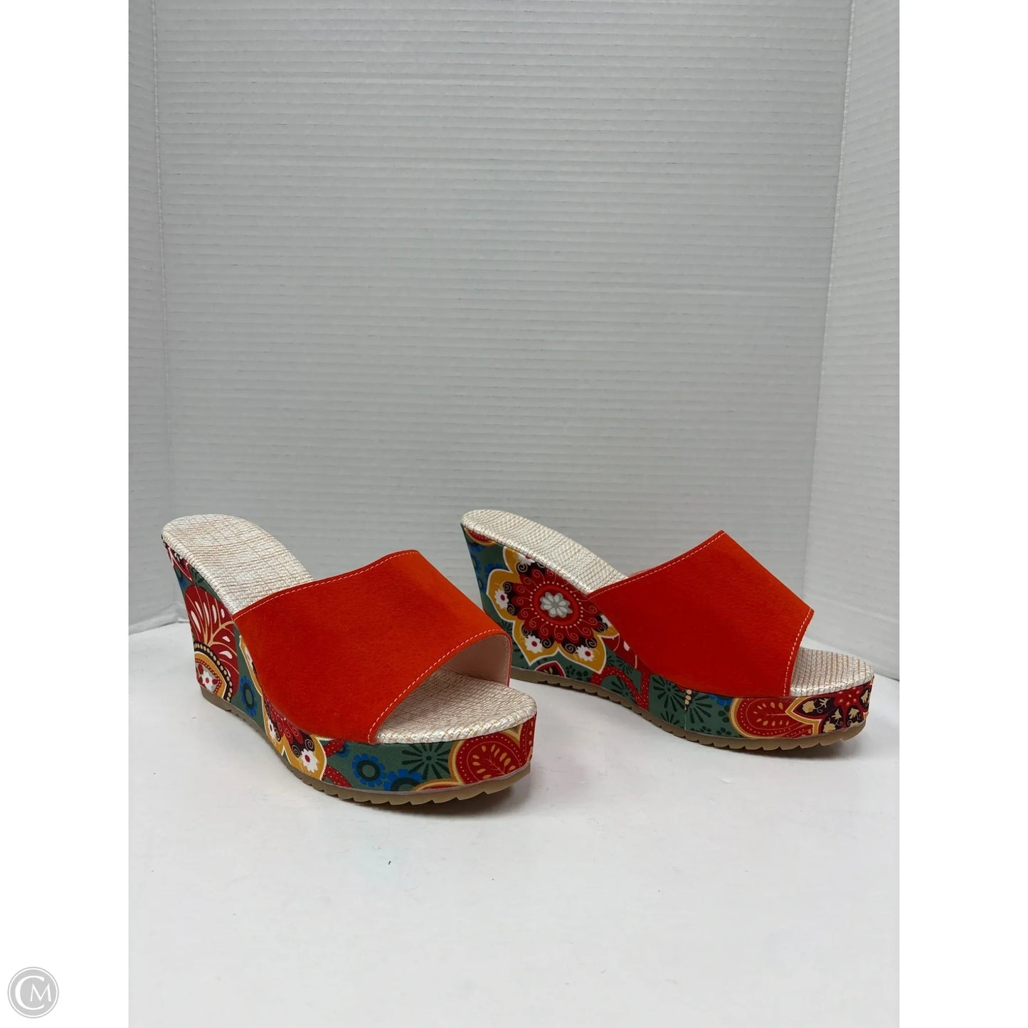 Sandals Heels Block By Clothes Mentor In Orange, Size: 6