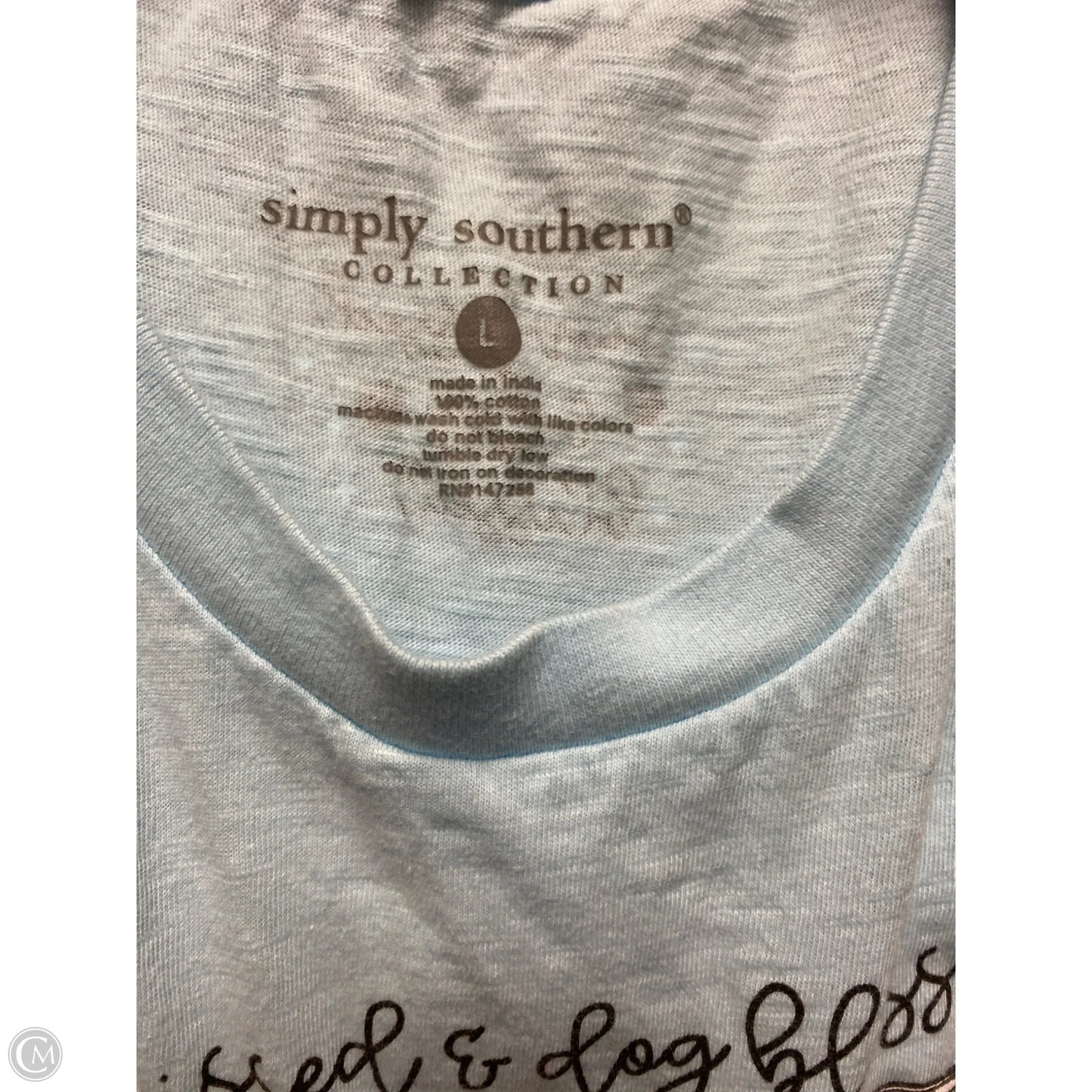 Top Sleeveless By Simply Southern In Blue, Size: L