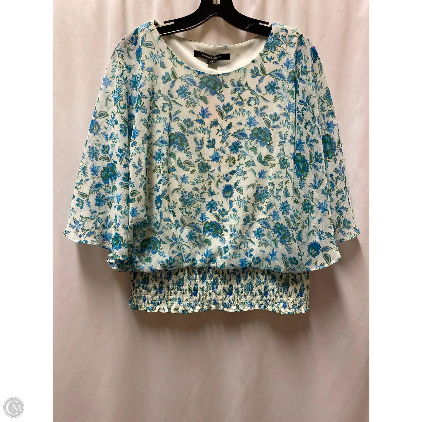 Top Short Sleeve By Cynthia Steffe In Blue & Green, Size: L