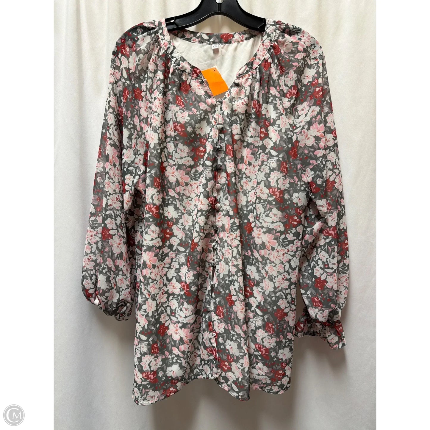 Top Long Sleeve By Clothes Mentor In Grey & Pink, Size: Xxl
