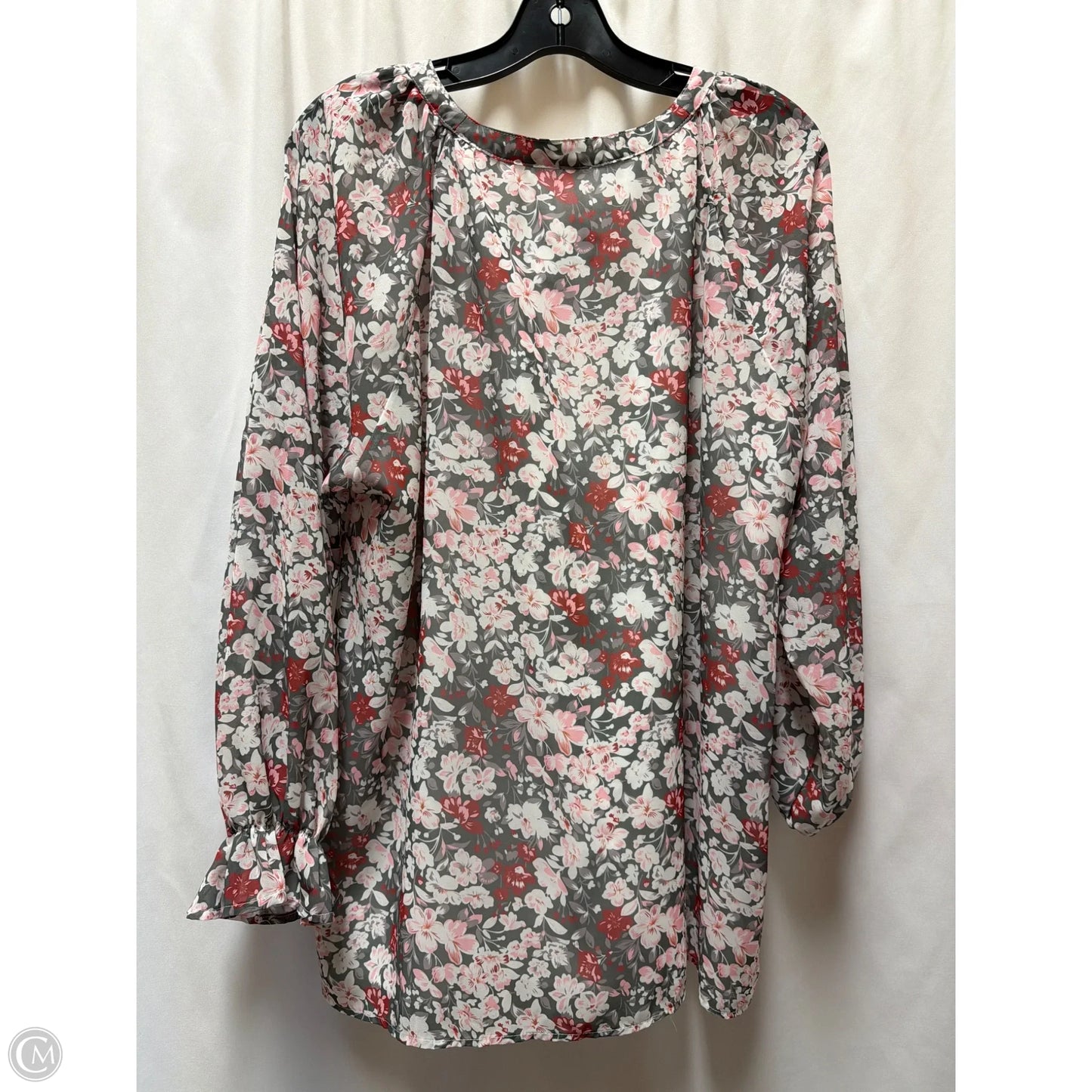 Top Long Sleeve By Clothes Mentor In Grey & Pink, Size: Xxl