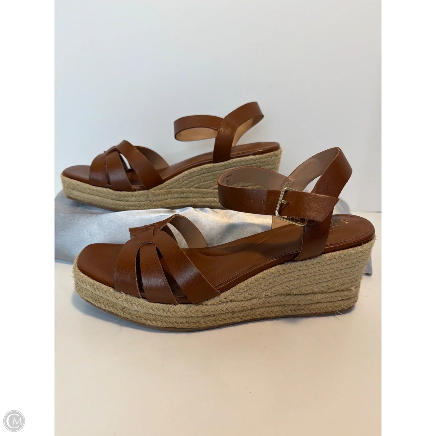 Sandals Heels Block By Time And Tru In Brown, Size: 10