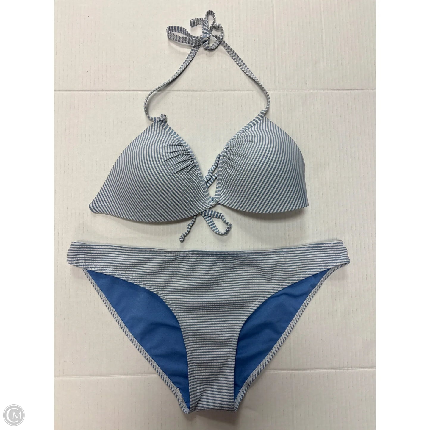 Swimsuit 2pc By Primark In Blue & White, Size: L