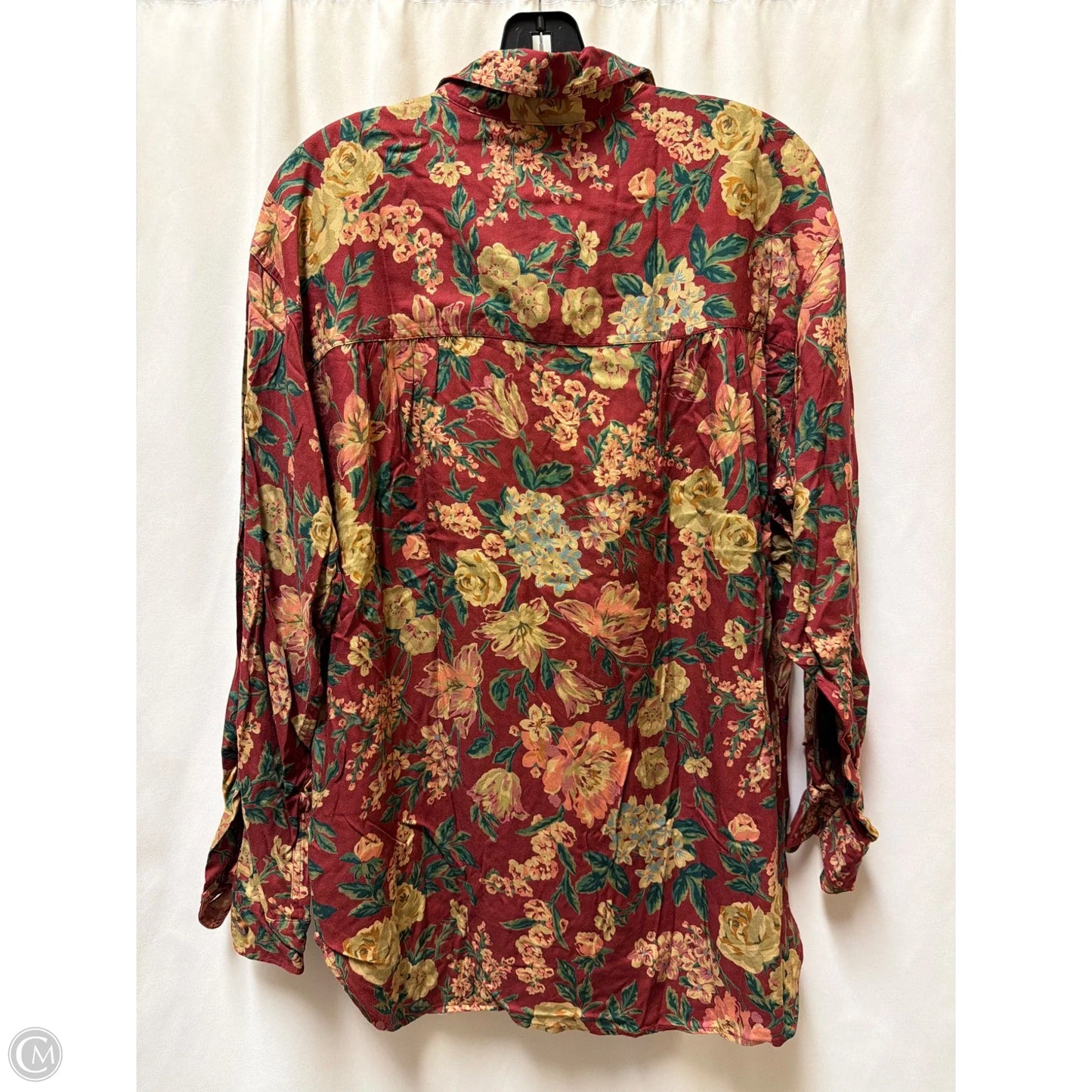 Top Long Sleeve By Liz Sport In Maroon, Size: L