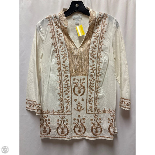 Top Long Sleeve By Charter Club In Gold, Size: Xs