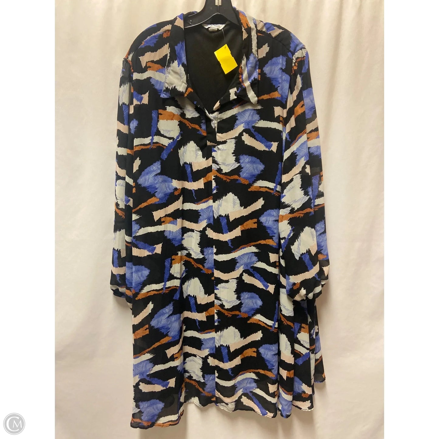 Dress Casual Midi By Nine West In Black & Blue, Size: 3x