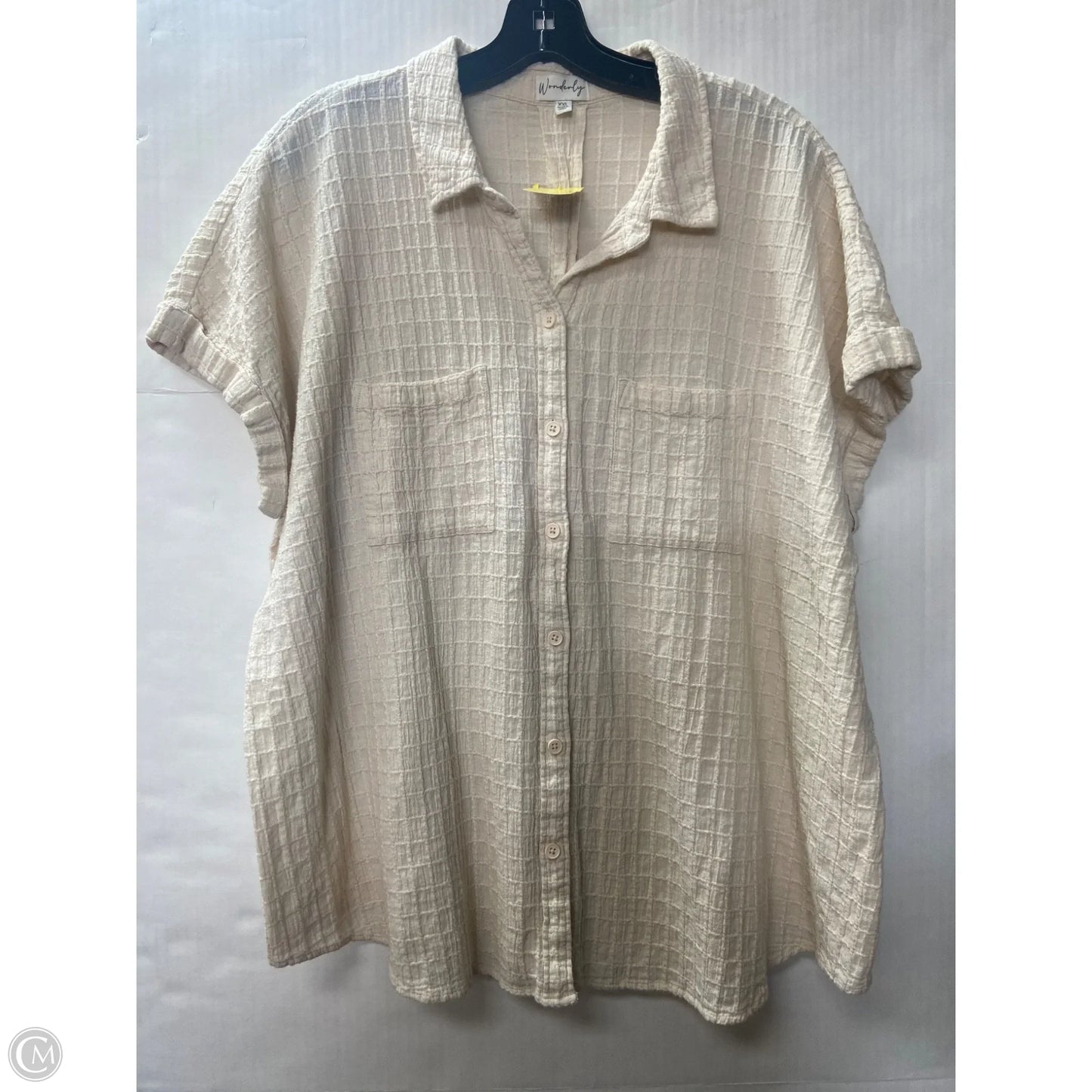 Top Short Sleeve By Wonderly In Cream, Size: Xxl