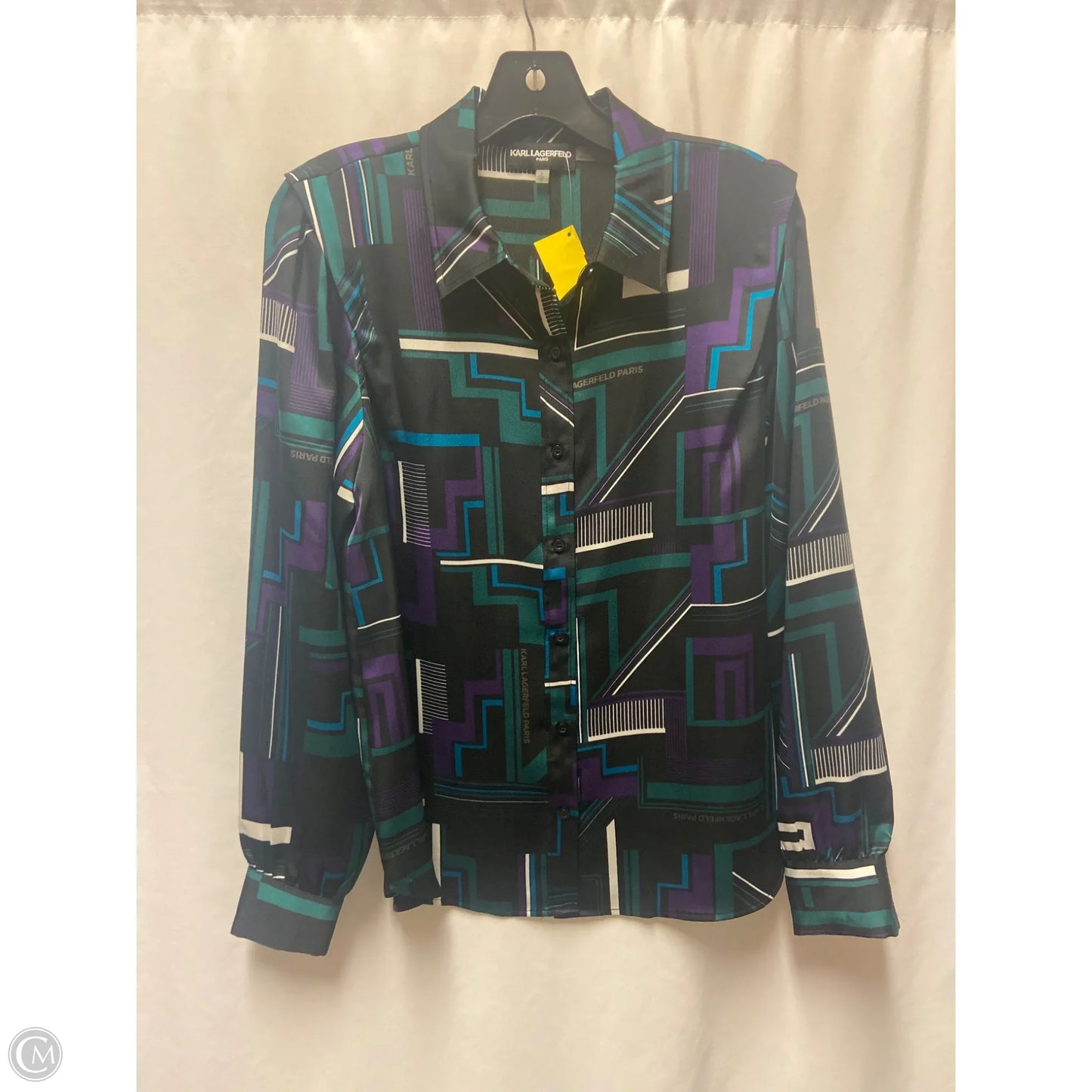 Top Long Sleeve Designer By Karl Lagerfeld In Black, Size: S
