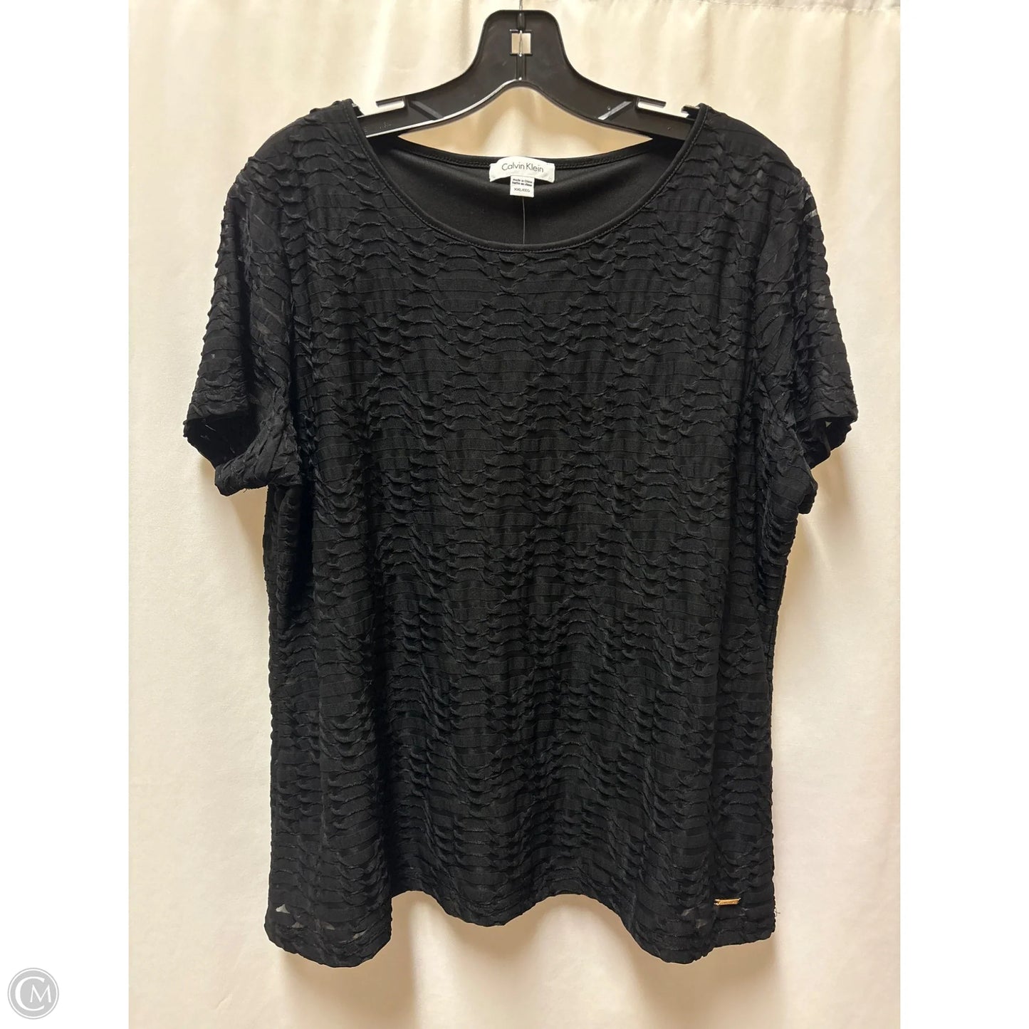 Top Short Sleeve By Calvin Klein In Black, Size: Xxl