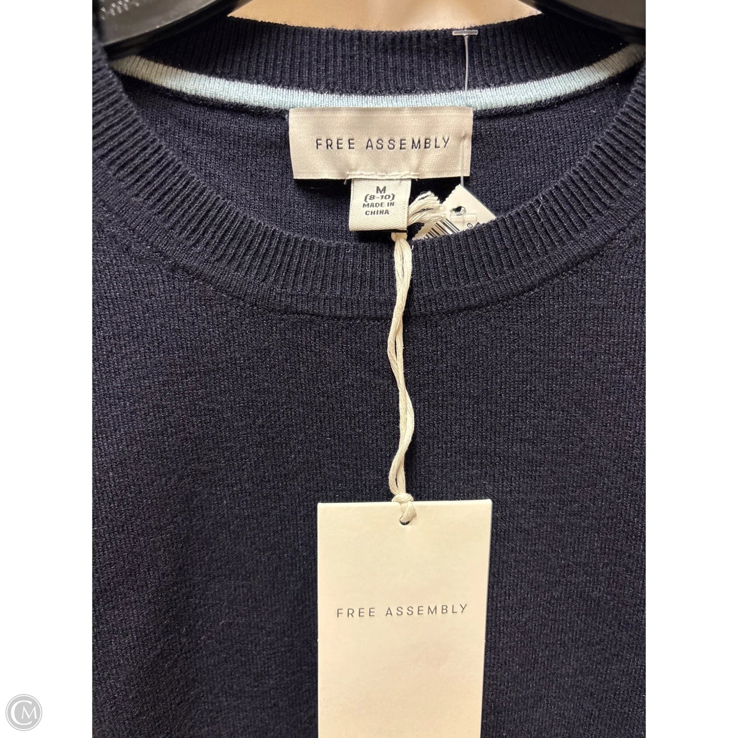 Top Long Sleeve By Free Assembly In Navy, Size: M