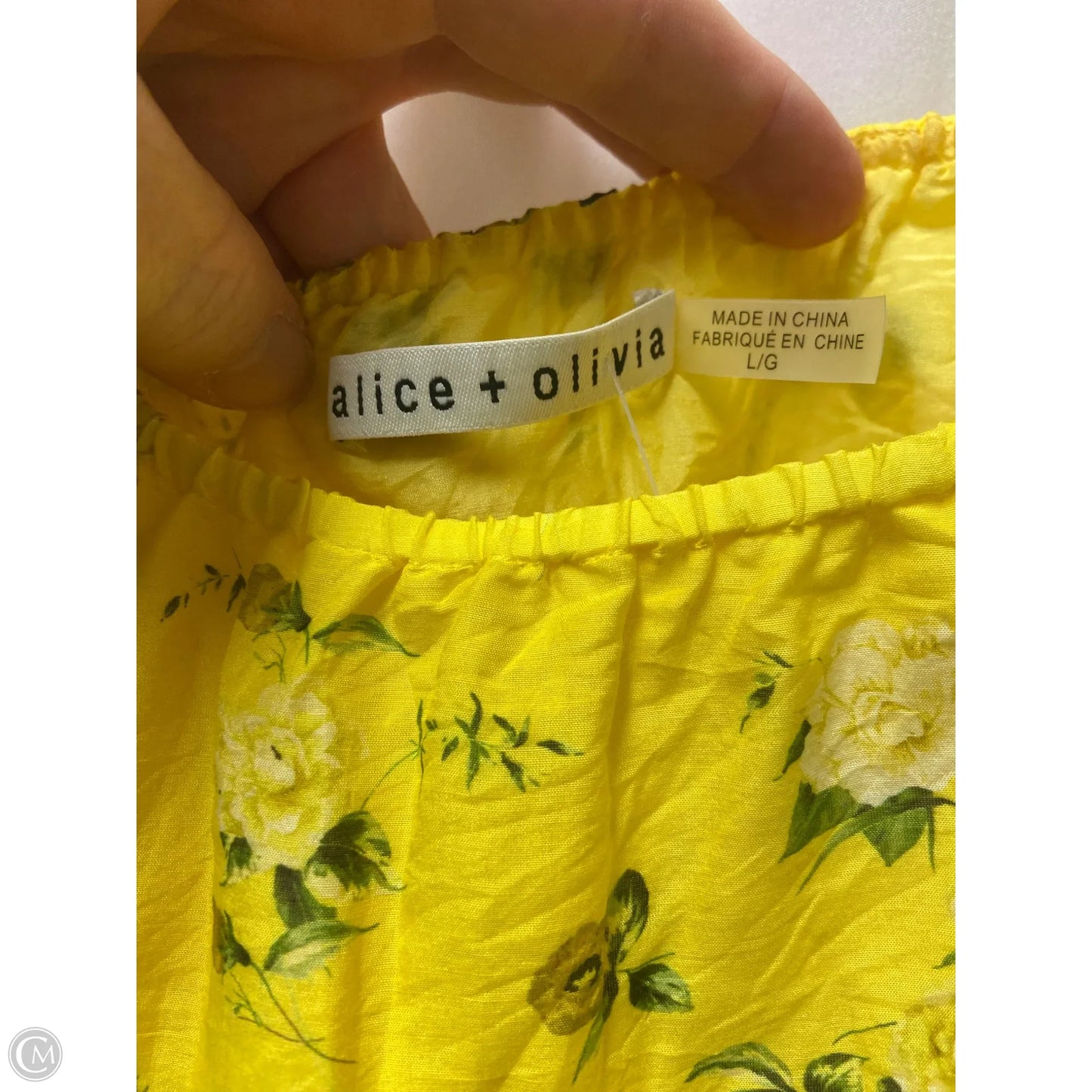 Top Long Sleeve Designer By Alice + Olivia In Yellow, Size: L