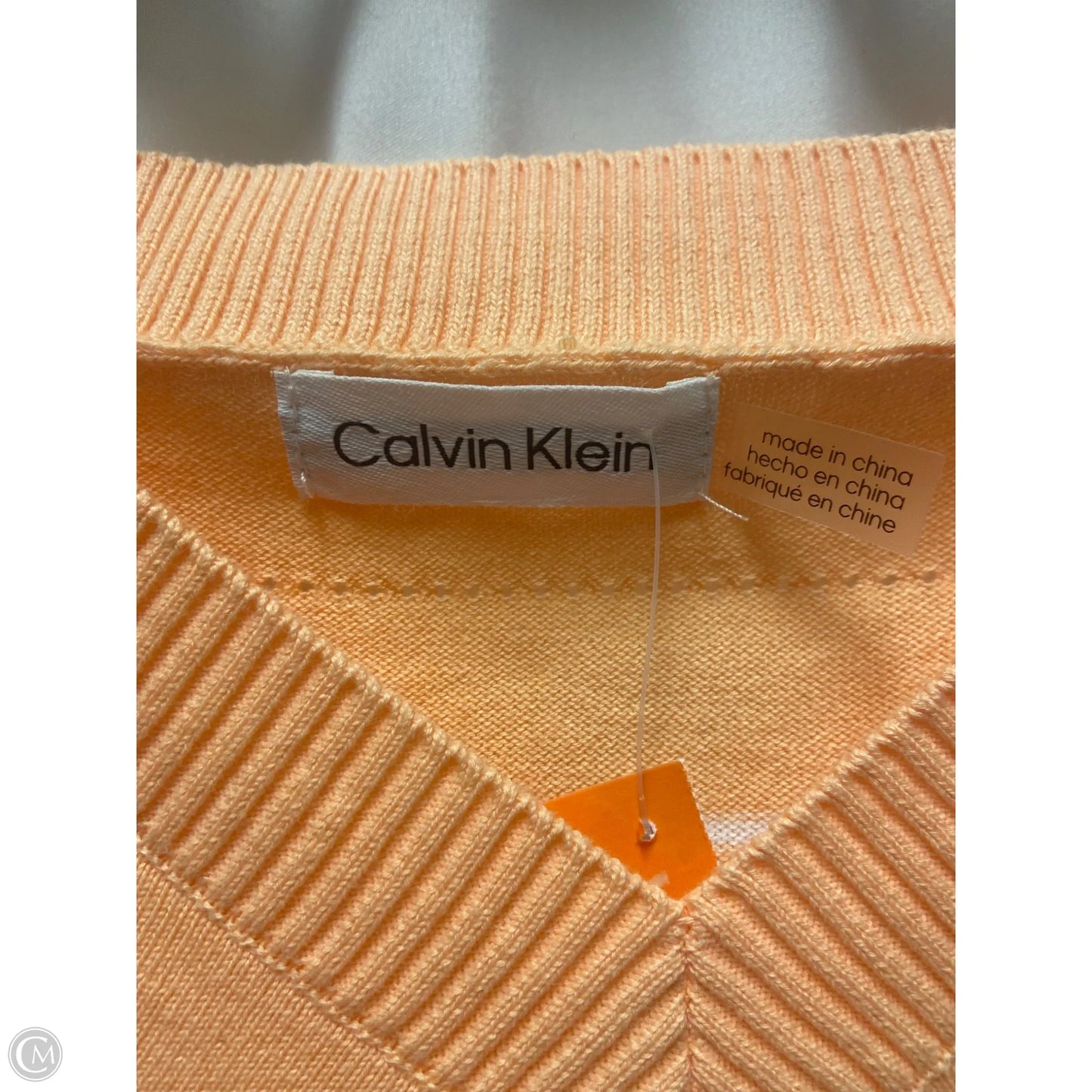 Top Long Sleeve By Calvin Klein In Orange, Size: M
