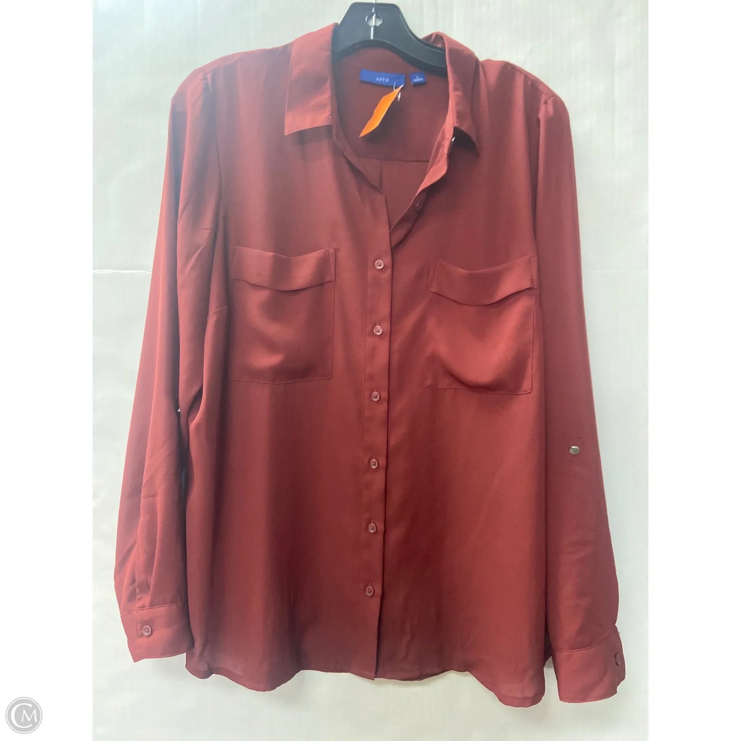 Top Long Sleeve By Apt 9 In Copper, Size: L