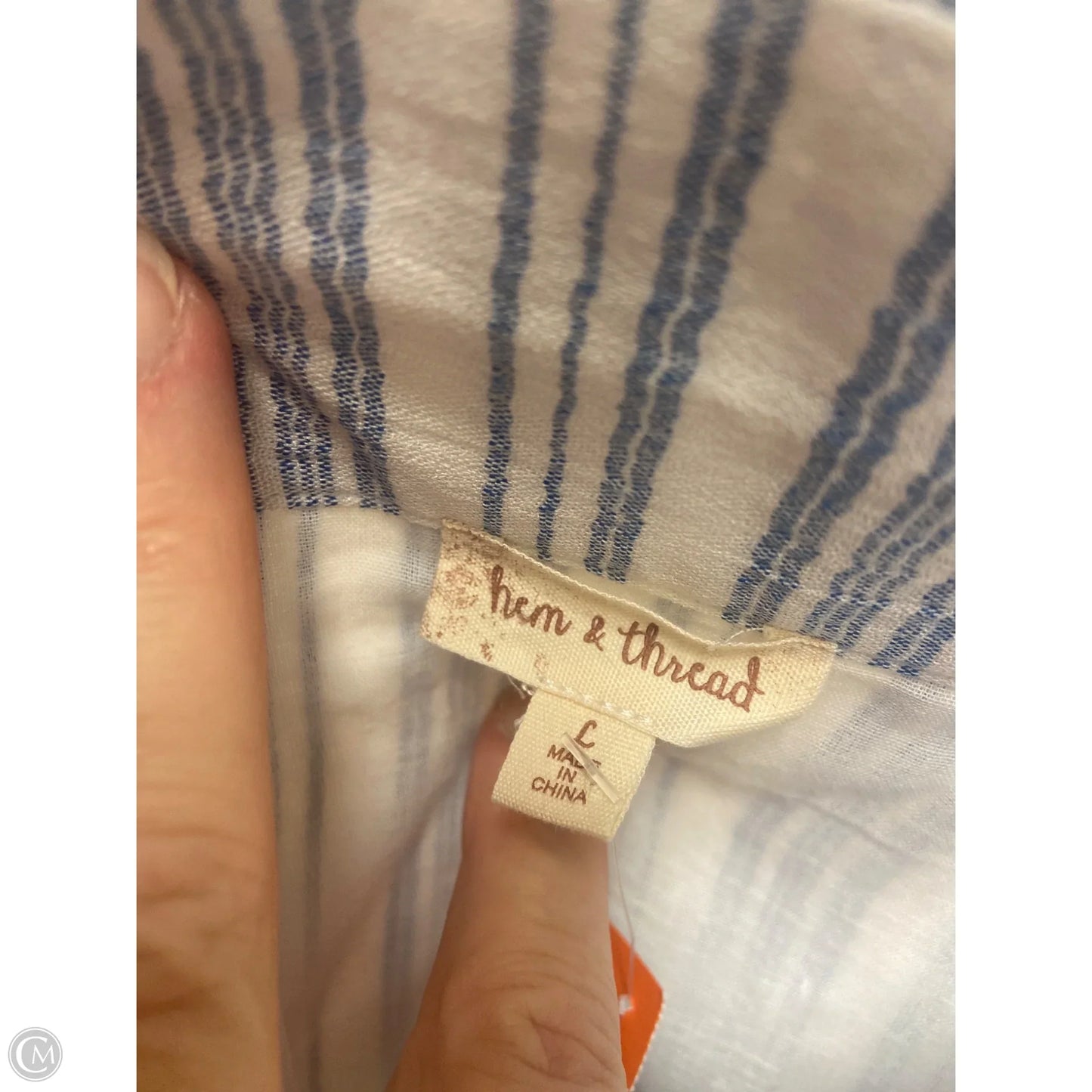 Skirt Maxi By Hem & Thread In Blue & White, Size: L