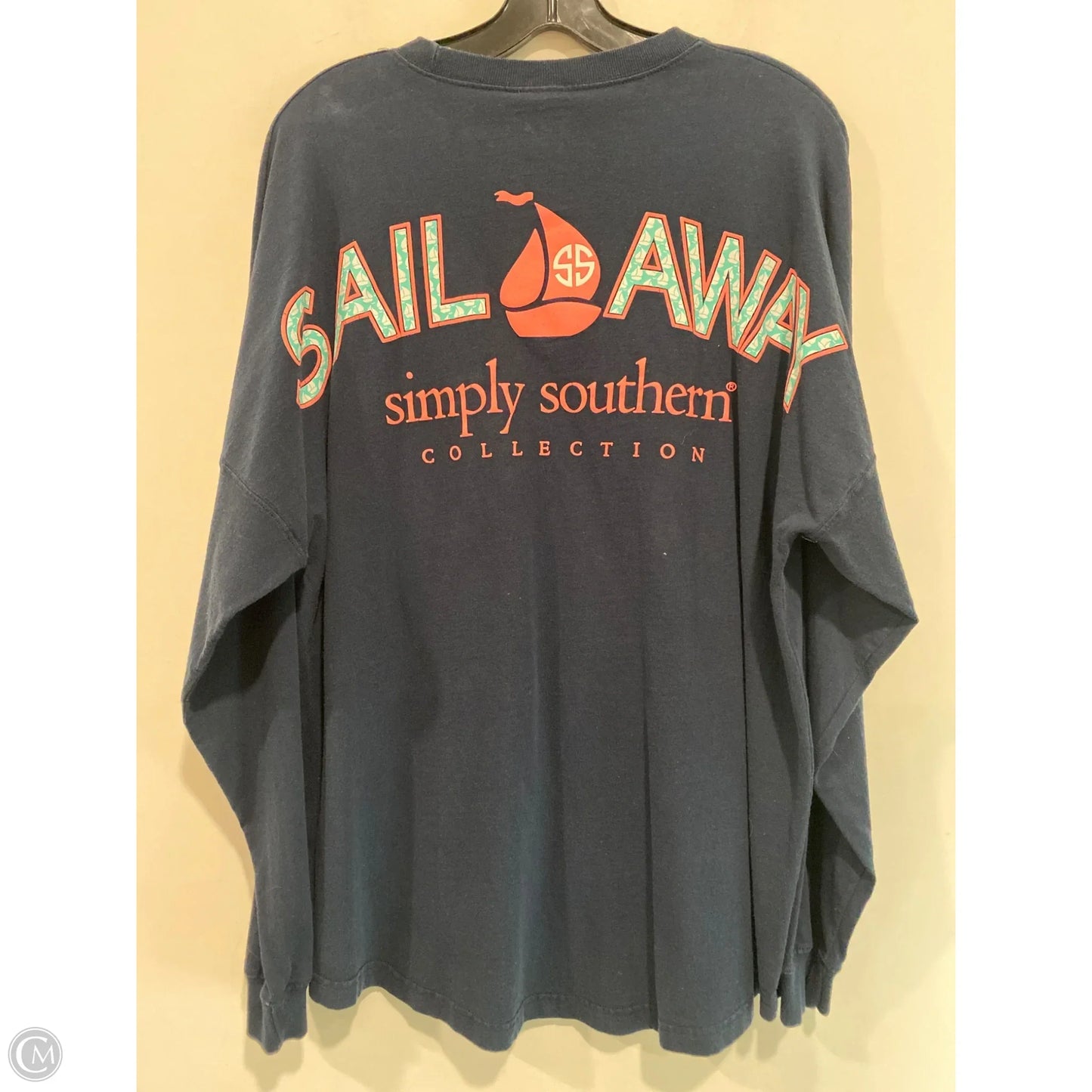 Top Long Sleeve By Simply Southern In Navy, Size: L