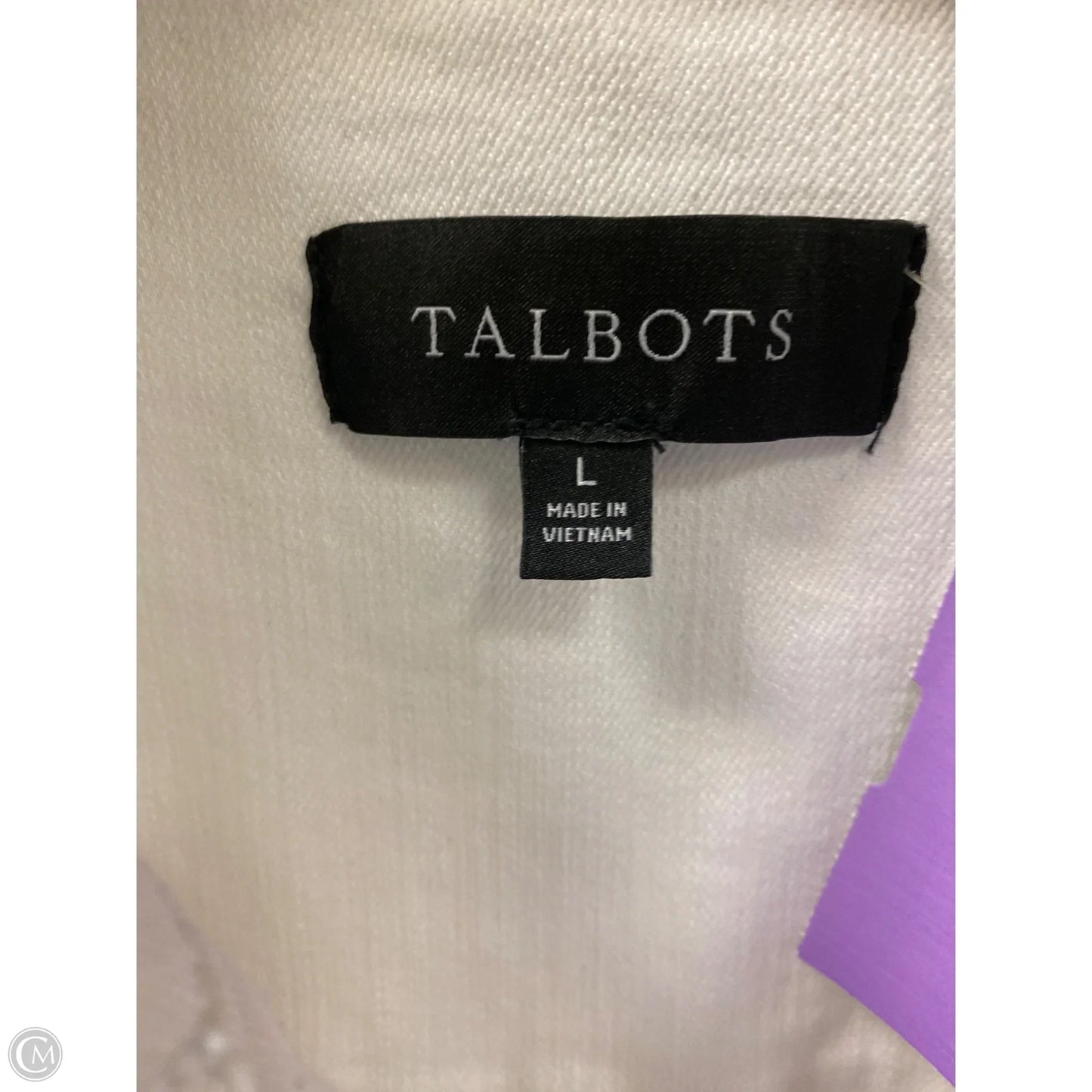 Jacket Denim By Talbots In White, Size: L