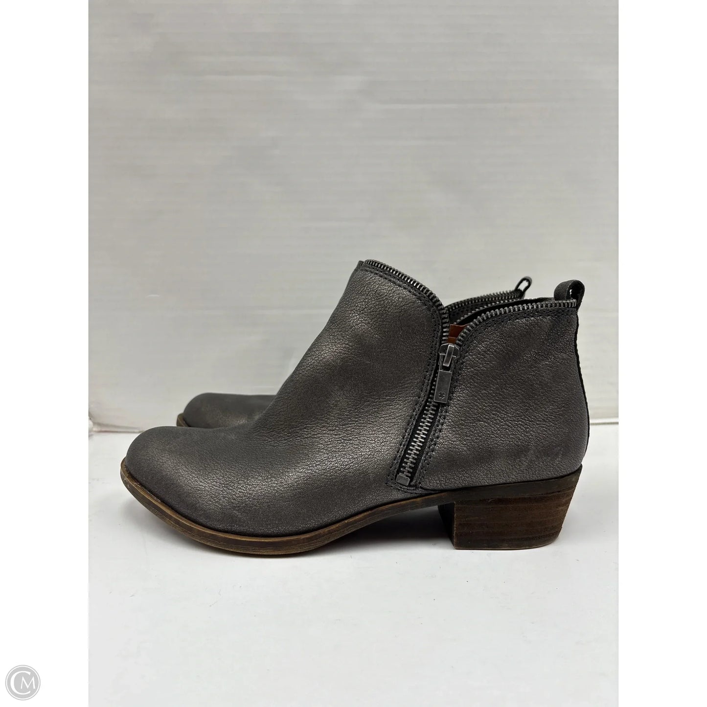 Boots Ankle Heels By Lucky Brand In Grey, Size: 10.5