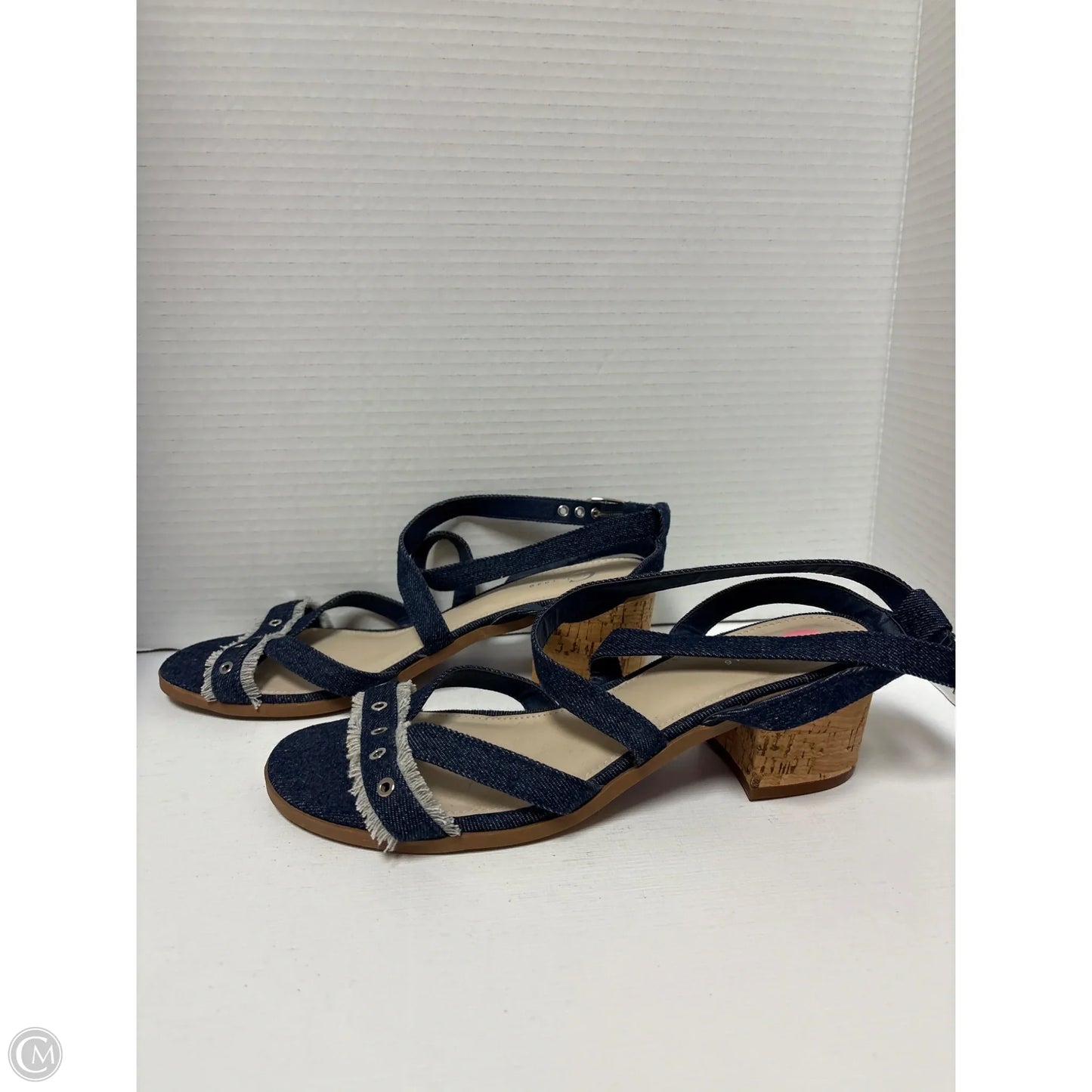 Sandals Heels Block By Cato In Blue Denim, Size: 9