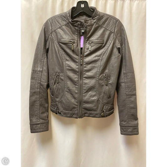 Jacket Leather By Clothes Mentor In Grey, Size: S