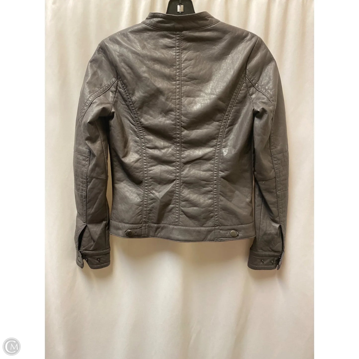 Jacket Leather By Clothes Mentor In Grey, Size: S