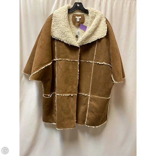 Coat Faux Fur & Sherpa By Chicos In Brown, Size: Xl