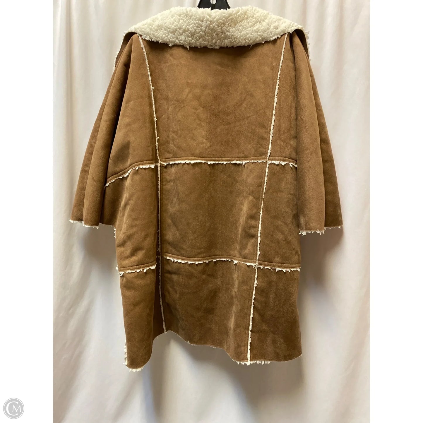 Coat Faux Fur & Sherpa By Chicos In Brown, Size: Xl