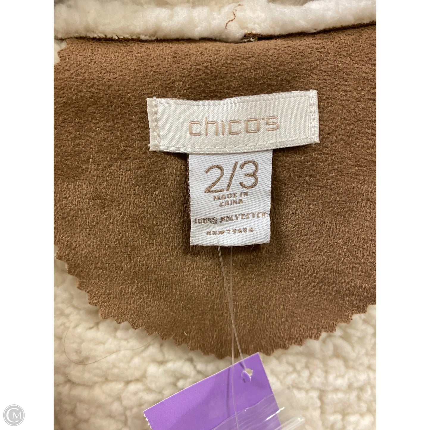 Coat Faux Fur & Sherpa By Chicos In Brown, Size: Xl