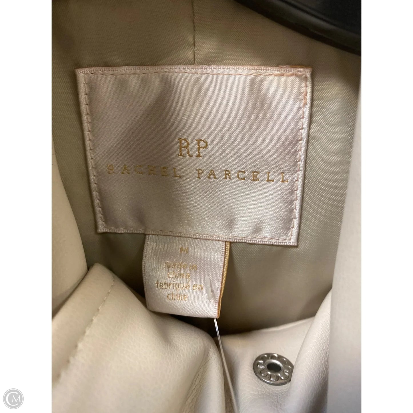 Coat Leather By Clothes Mentor In Beige, Size: M