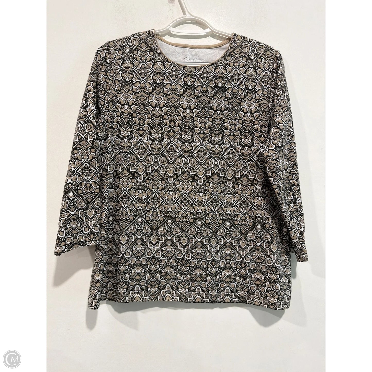 Top Long Sleeve By Kim Rogers, in Tan, Size: PM