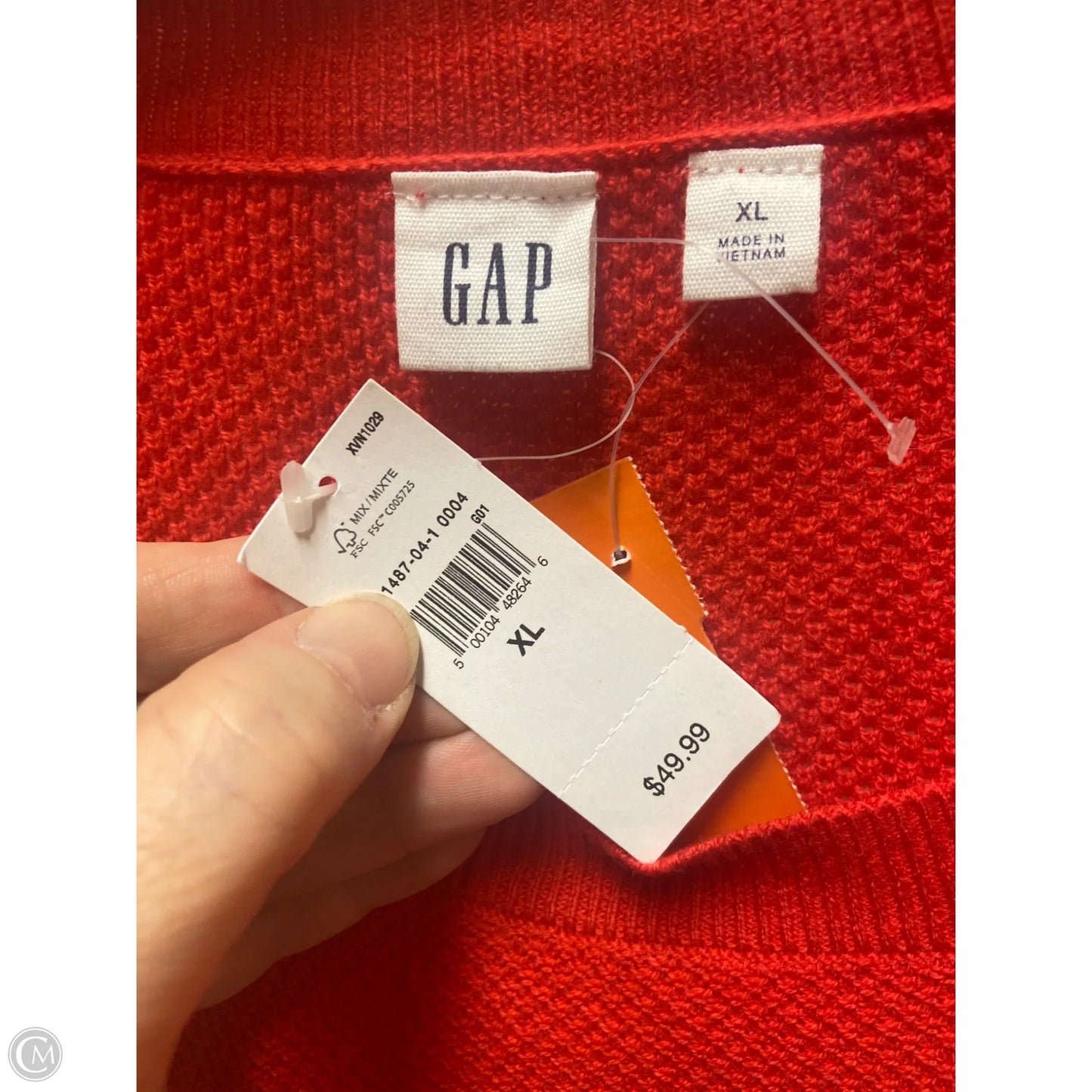 Top Long Sleeve By Gap In Red, Size: Xl