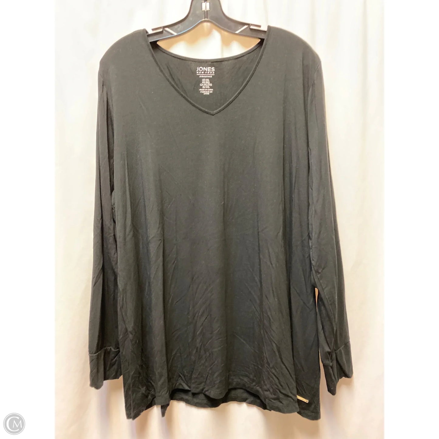 Top Long Sleeve By Jones New York In Black, Size: Xxl
