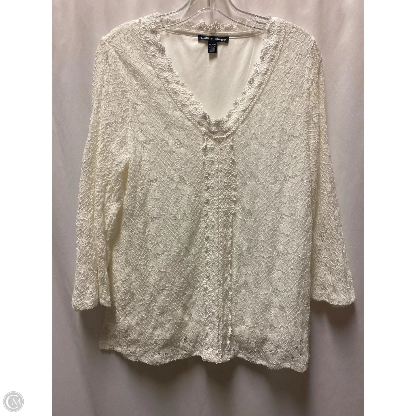 Top Long Sleeve By Cable And Gauge In White, Size: Xl