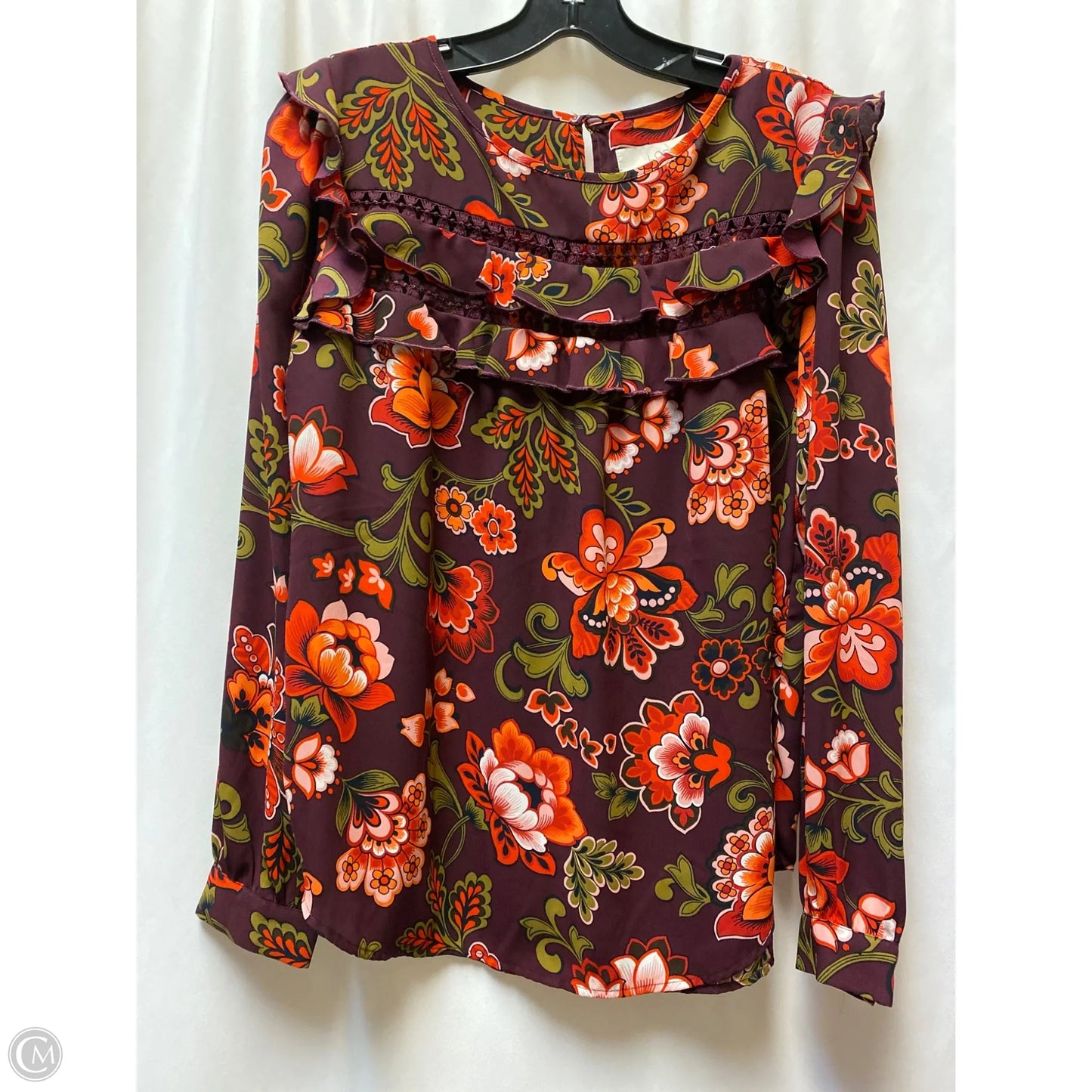 Top Long Sleeve By Loft In Maroon, Size: S