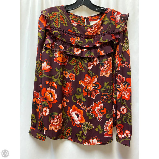 Top Long Sleeve By Loft In Maroon, Size: S