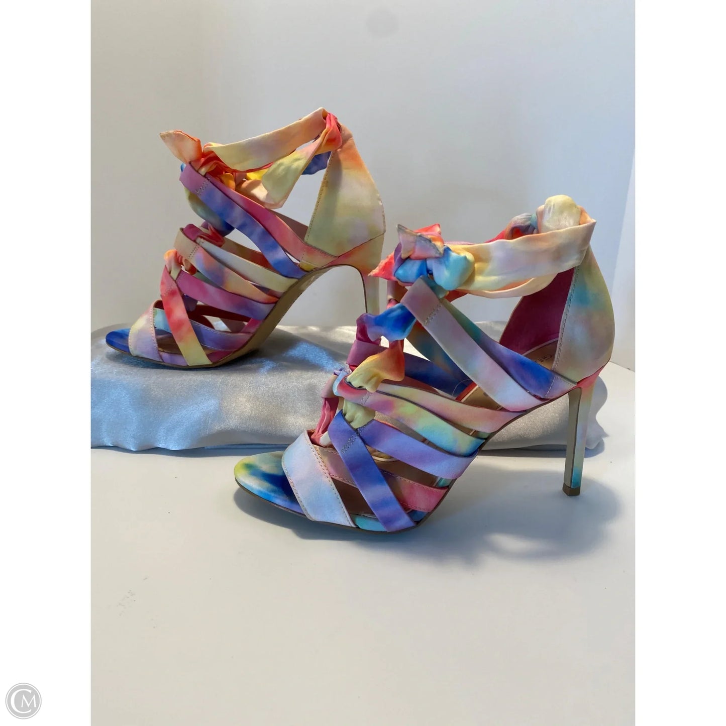 Sandals Heels Stiletto By Gianni Bini In Rainbow Print, Size: 8.5