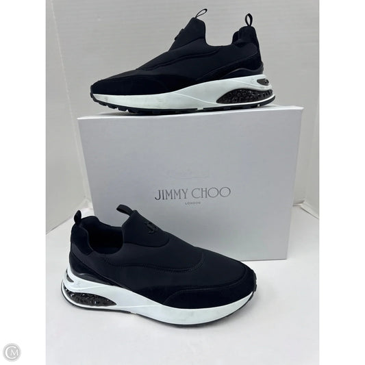 Shoes Luxury Designer By Jimmy Choo In Black White, Size: 41/ 10.5
