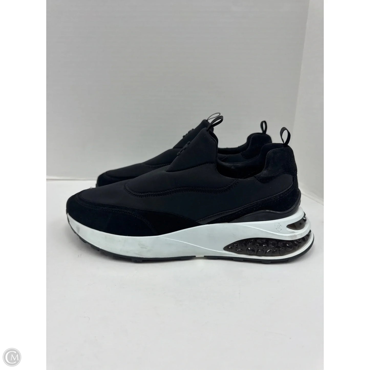 Shoes Luxury Designer By Jimmy Choo In Black White, Size: 41/ 10.5