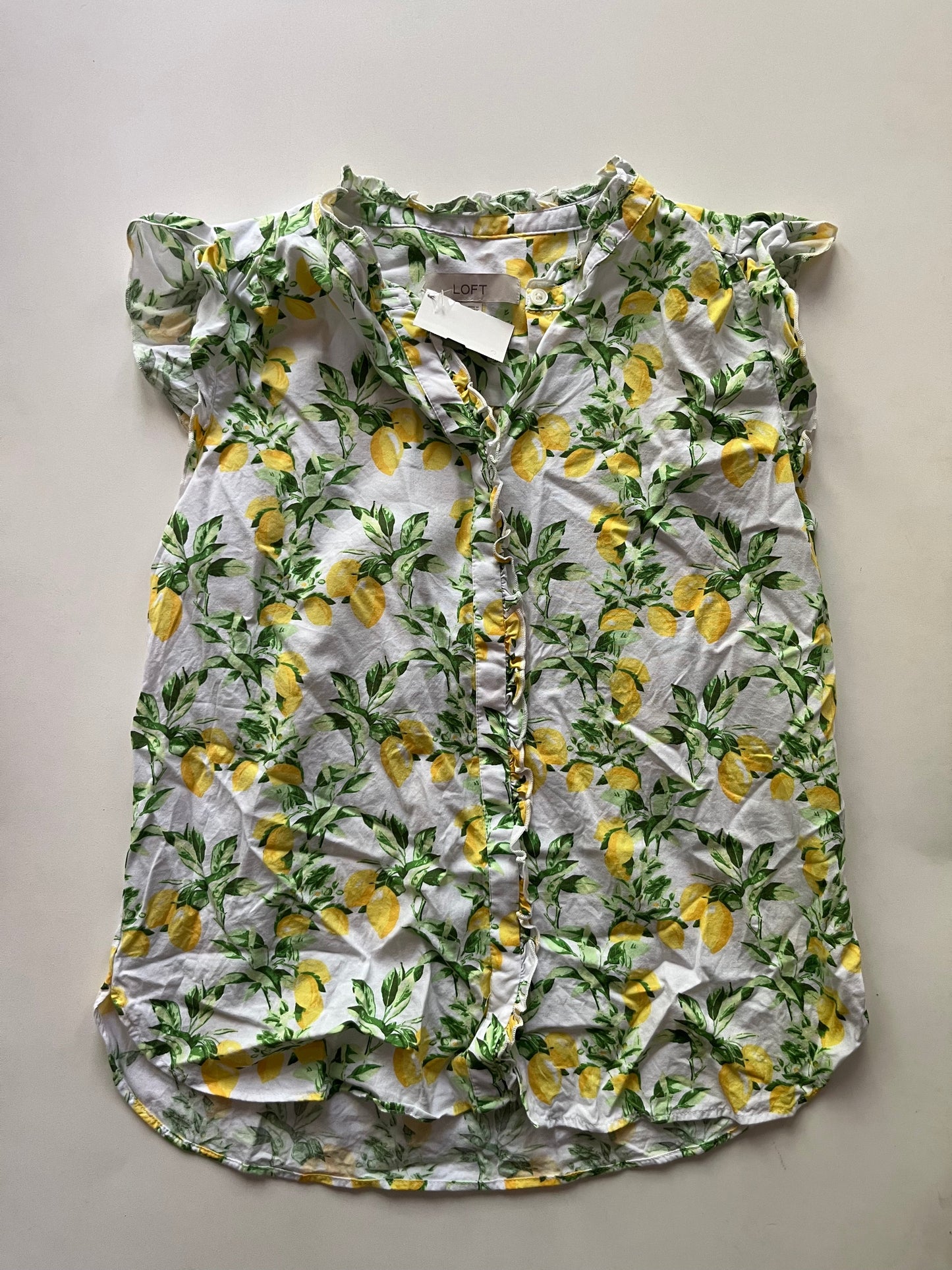 Top Short Sleeve By Loft In Lemon, Size: S