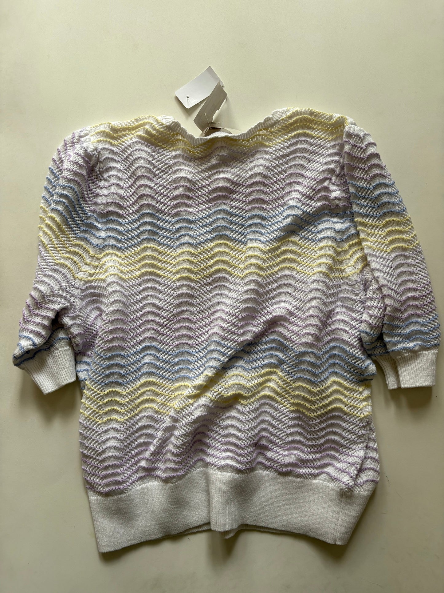 Sweater Short Sleeve By Loft In Striped Pattern, Size: L
