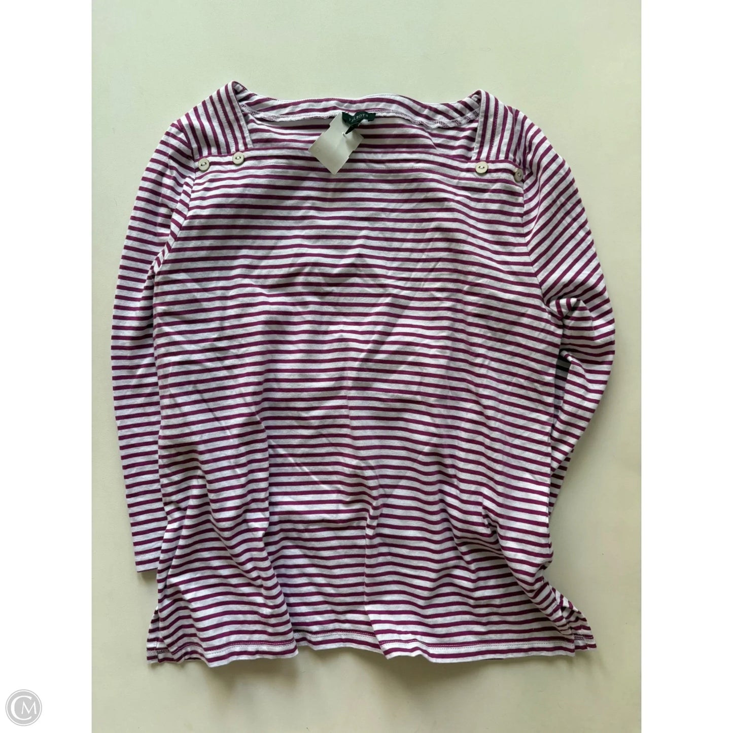 Top Long Sleeve By Talbots In Striped Pattern, Size: M