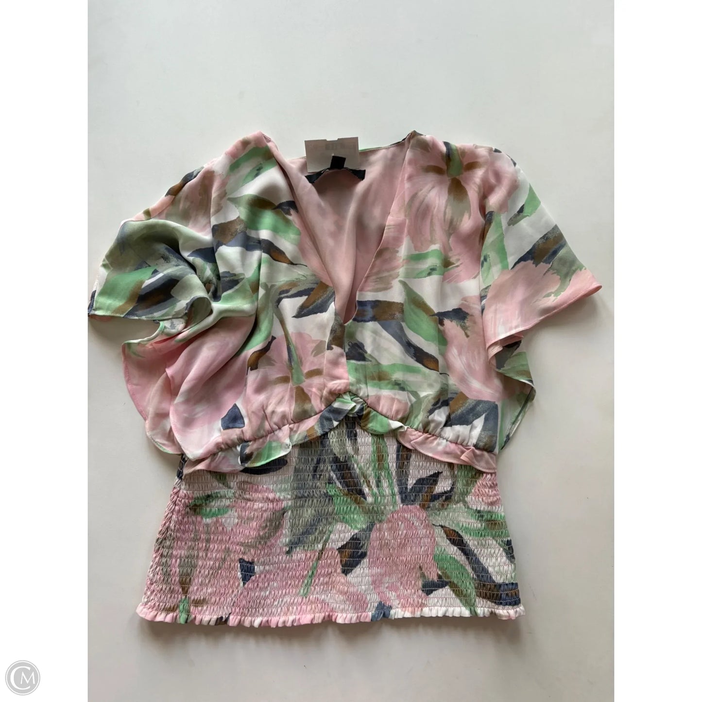 Blouse Short Sleeve By White House Black Market In Floral Print, Size: Xs